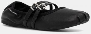 Kožené balerínky Tommy Jeans BALLERINA čierna farba, EN0EN02720