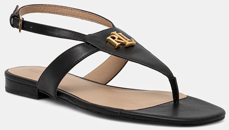 Kožené sandále Lauren Ralph Lauren Everley dámske, čierna farba, 802959145001
