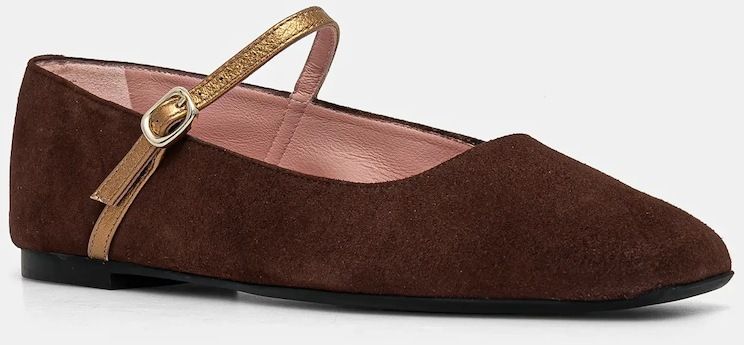 Semišové baleríny Pretty Ballerinas Camille hnedá farba, 52217_A