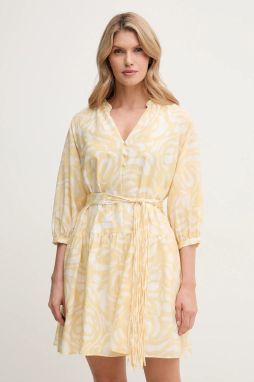 Šaty s prímesou hodvábu Marella VENAS žltá farba, mini, oversize, 2513221114200