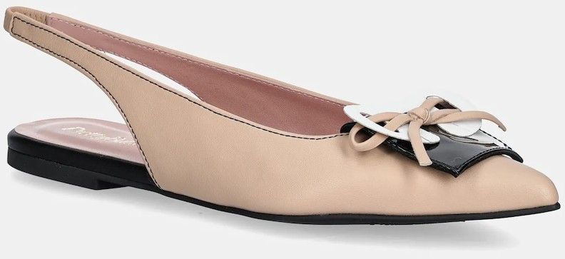 Kožené balerínky Pretty Ballerinas Ella béžová farba, s otvorenou pätou, 52080_C