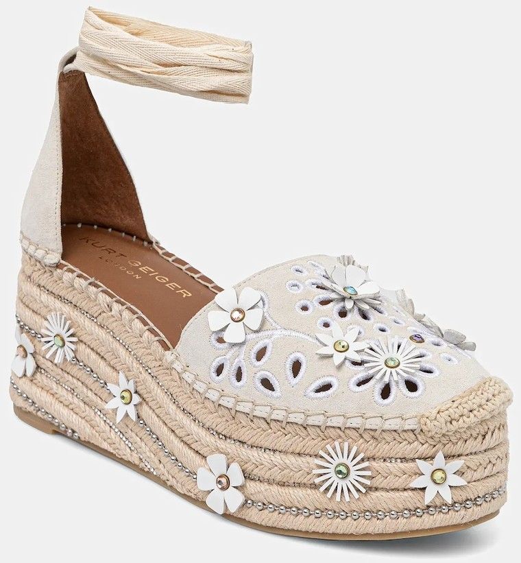 Semišové espadrilky Kurt Geiger London Flower Espadrille béžová farba, na platforme, 4352644209