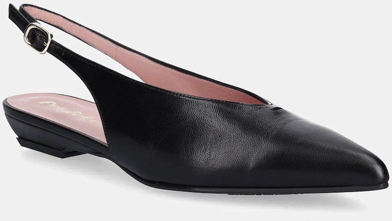 Kožené balerínky Pretty Ballerinas Kamala čierna farba, s otvorenou pätou, 52178_A