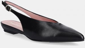 Kožené balerínky Pretty Ballerinas Kamala čierna farba, s otvorenou pätou, 52178_A