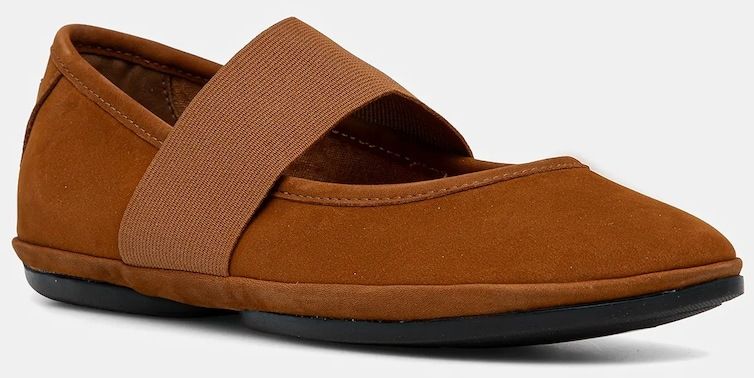 Semišové baleríny Camper Right Nina hnedá farba, 21595-244