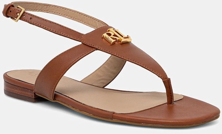 Kožené sandále Lauren Ralph Lauren Everley dámske, hnedá farba, 802959145002