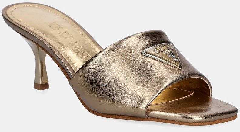 Šľapky Guess LUSINE dámske, zlatá farba, na vysokom podpätku, FLJLUS LEL03