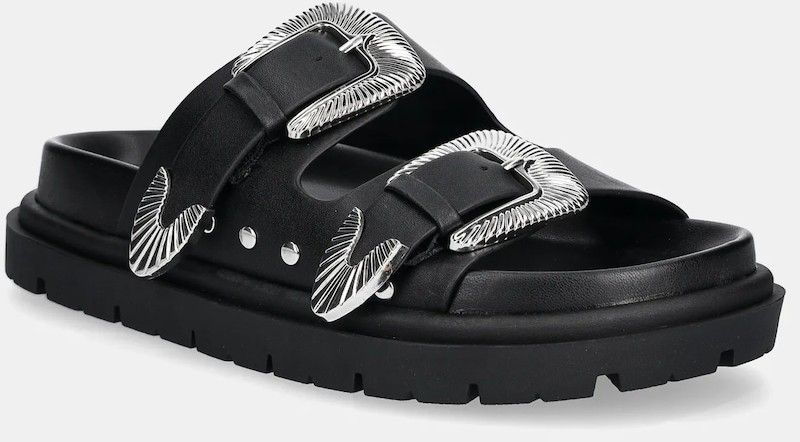 Kožené šľapky Steve Madden Outcast dámske, čierna farba, SM11003703