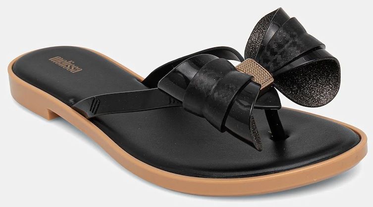 Šľapky Melissa MELISSA FLIP FLOP SLIM V AD dámske, čierna farba, na plochom podpätku, M.35748.AU002