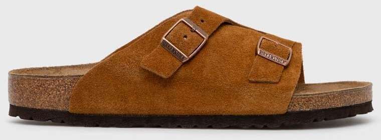 Semišové šľapky Birkenstock Zürich pánske, hnedá farba, 1023842