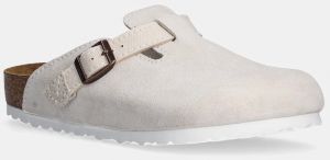 Semišové šľapky Birkenstock Boston pánske, béžová farba, 1028790
