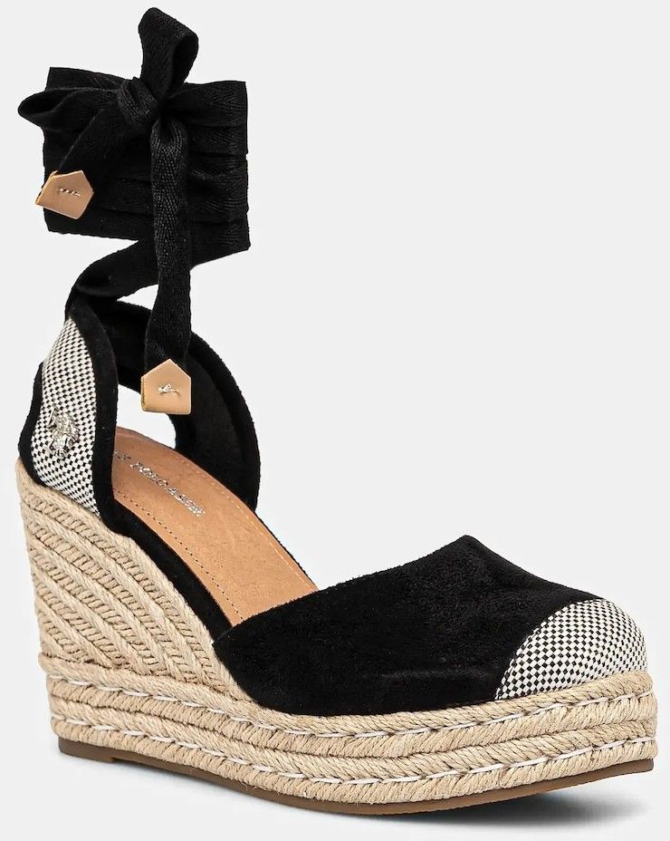 Espadrilky U.S. Polo Assn.  STEFY čierna farba, na kline, STEFY001W/5HT2