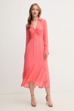 Šaty Dkny oranžová farba, midi, áčkový strih, DD5G1H49