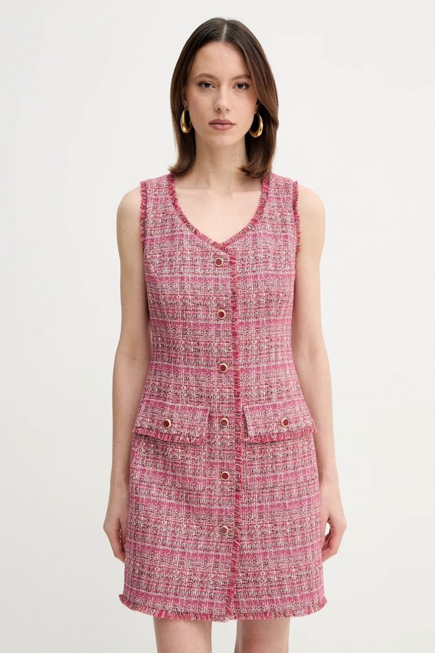 Šaty Marciano Guess CLAUDIA ružová farba, mini, rovný strih, 5GGK17 7302A