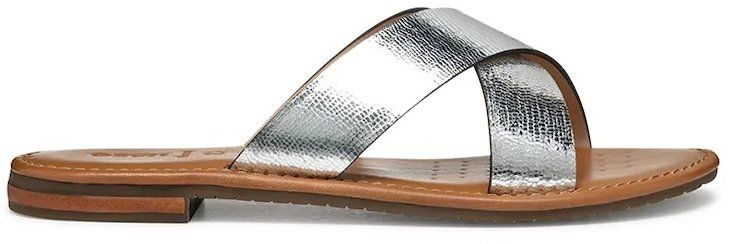 Kožené šľapky Geox D SOZY S dámske, strieborná farba, D55LXH 000KY C1007