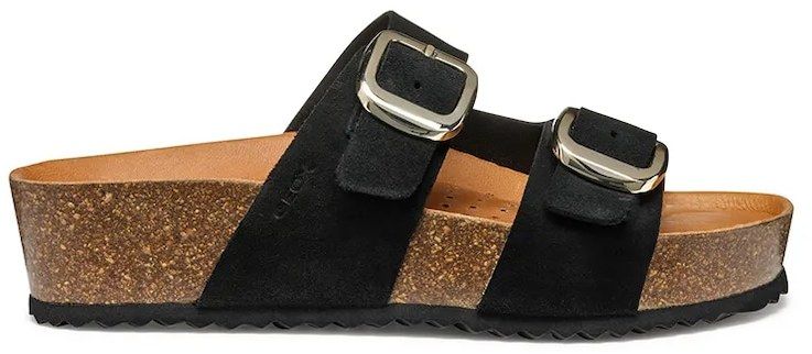 Semišové šľapky Geox D BRIONIA H dámske, čierna farba, D551DA 00022 C9999