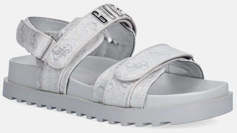 Sandále Guess FADISON dámske, strieborná farba, FLJFDS LEL03