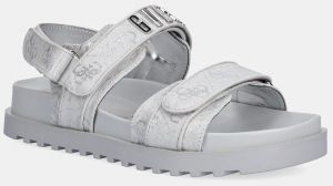 Sandále Guess FADISON dámske, strieborná farba, FLJFDS LEL03