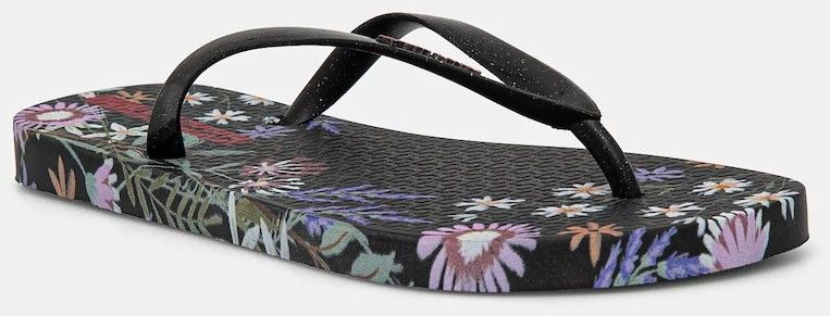 Šľapky Ipanema VERAO TROPIC dámske, čierna farba, na plochom podpätku, 27197-BB267