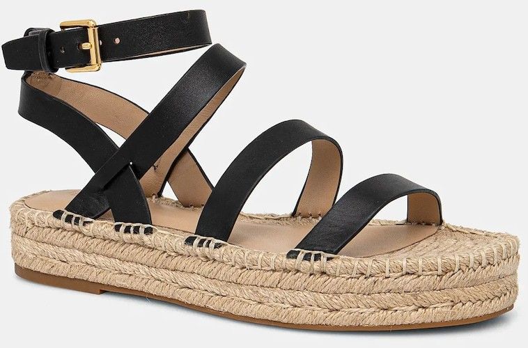 Kožené espadrilky Lauren Ralph Lauren Polly Gldtr čierna farba, na platforme, 802961839002
