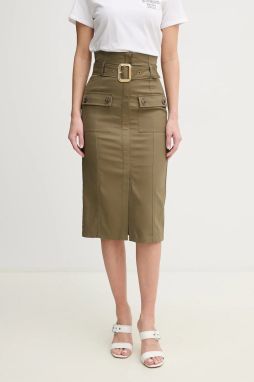 Bavlnená sukňa Marciano Guess CINDY zelená farba, midi, puzdrová, 5GGD02 7293A