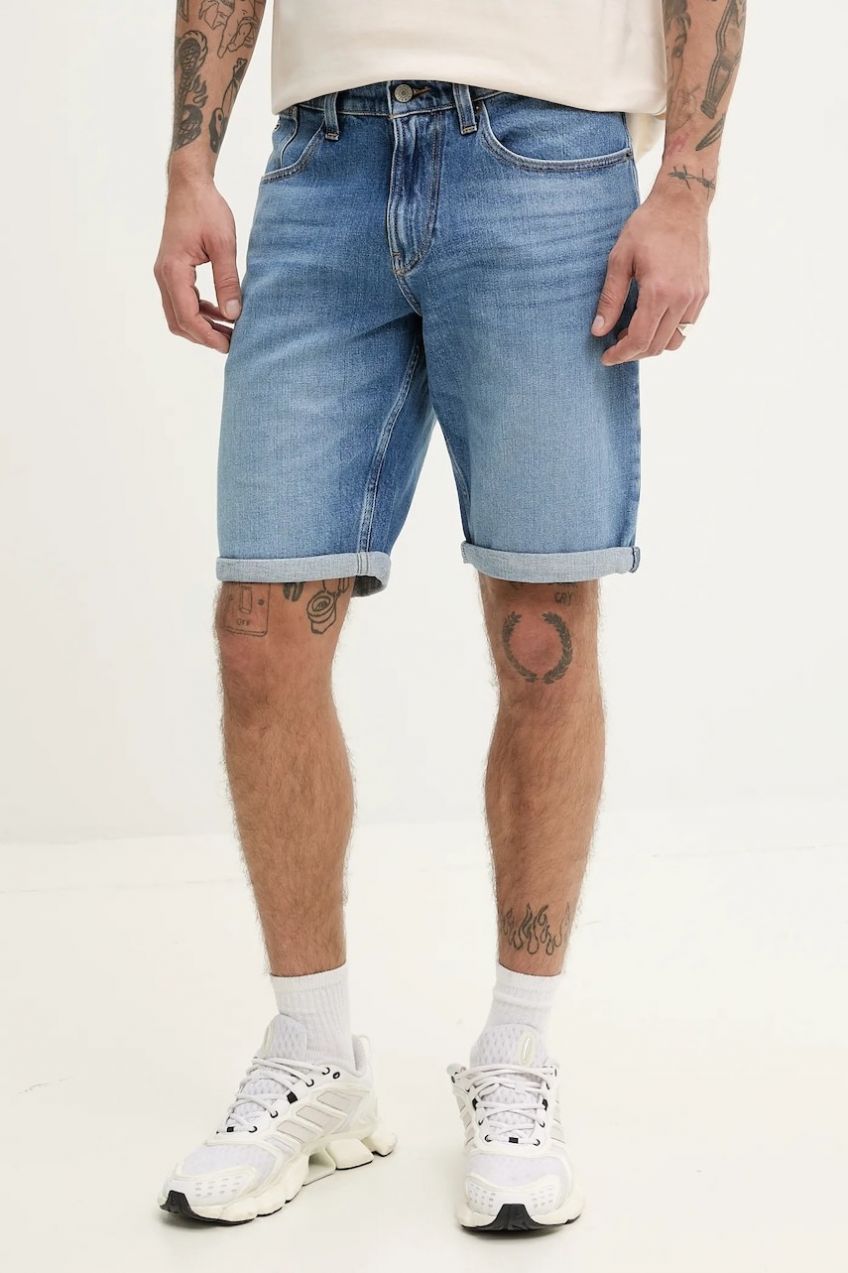 Rifľové krátke nohavice Tommy Jeans pánske, DM0DM20961