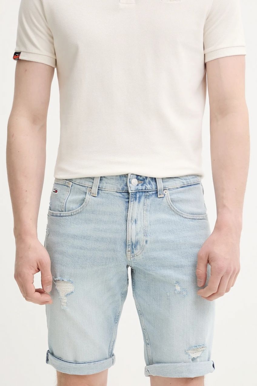 Rifľové krátke nohavice Tommy Jeans pánske, DM0DM21300