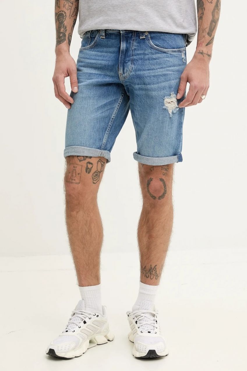 Rifľové krátke nohavice Tommy Jeans pánske, DM0DM21331