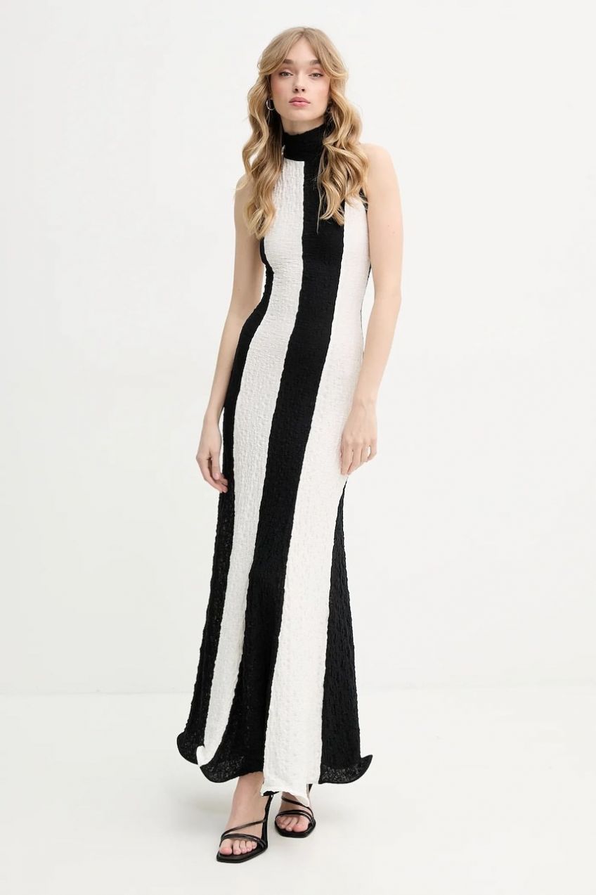 Šaty MSGM čierna farba, maxi, áčkový strih, 3842MDA29Y.257317