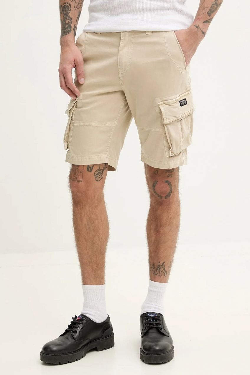 Šortky Superdry pánske, béžová farba, M7110433A-13K