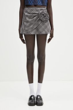 Vlnená sukňa AMBUSH Check Rose Skirt šedá farba, mini, áčkový strih, 12115390