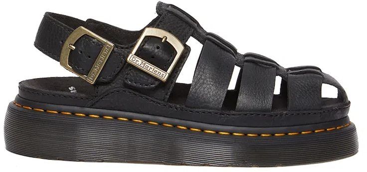 Kožené sandále Dr. Martens Wrenlie dámske, čierna farba, na platforme, DM31524001