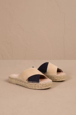 Semišové šľapky Manebi Double Sole X Bands Sandals dámske, béžová farba, na platforme, R 8.0 DX