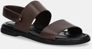 Kožené sandále Tommy Hilfiger PREMIUM HILFIGER STRAPPY LH SAND pánske, hnedá farba, FM0FM05356