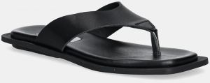 Kožené žabky Steve Madden Splash dámske, čierna farba, na plochom podpätku, SM11003722