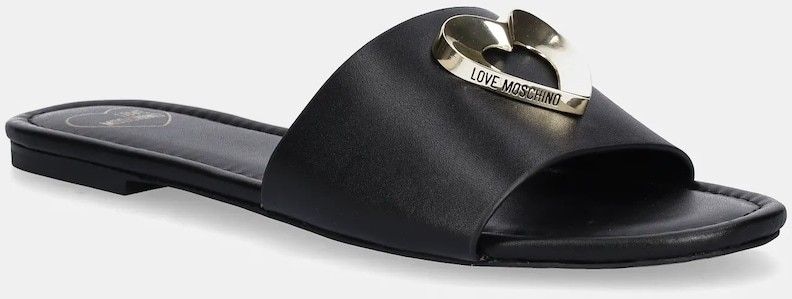 Kožené šľapky Love Moschino dámske, čierna farba, JA28161G0MIA0000