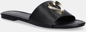 Kožené šľapky Love Moschino dámske, čierna farba, JA28161G0MIA0000