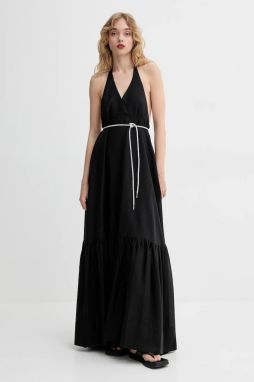 Šaty Blugirl Blumarine čierna farba, maxi, áčkový strih, RA5193.T2948