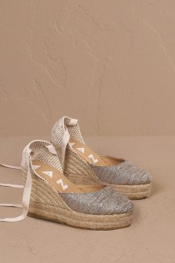 Espadrilky Manebi Wedge Espadrilles dámske, zlatá farba, na platforme, H 3.1 WV
