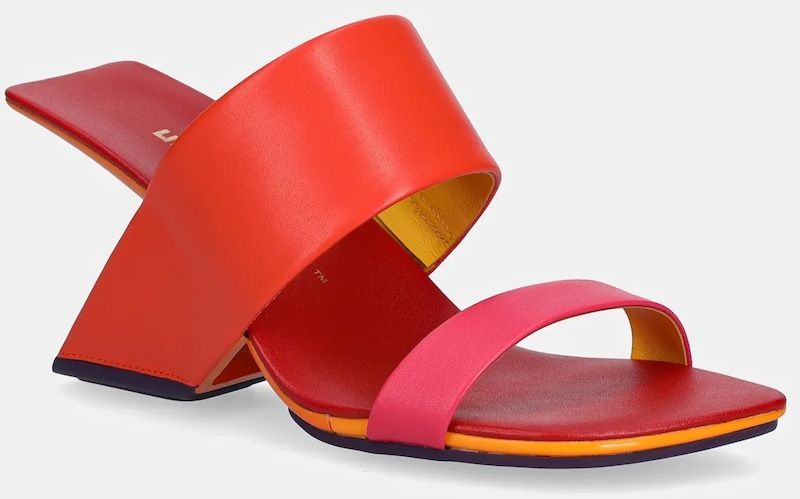 Kožené šľapky United Nude Loop Hi dámske, oranžová farba, na podpätku, 1000587016