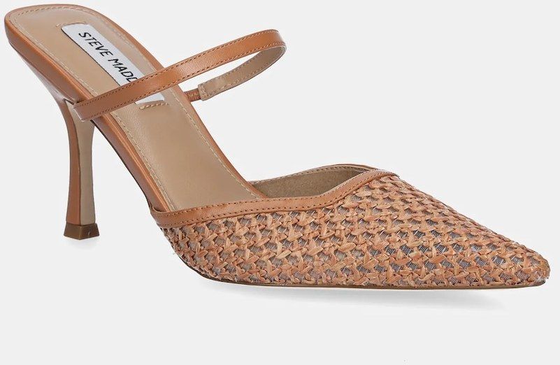 Šľapky Steve Madden Brinley dámske, hnedá farba, na vysokom podpätku, SM11003704