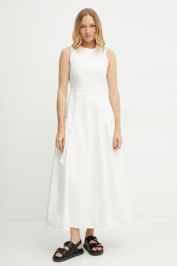 Rifľové šaty Ivy Oak MARCA ANN béžová farba, maxi, áčkový strih, IO117661