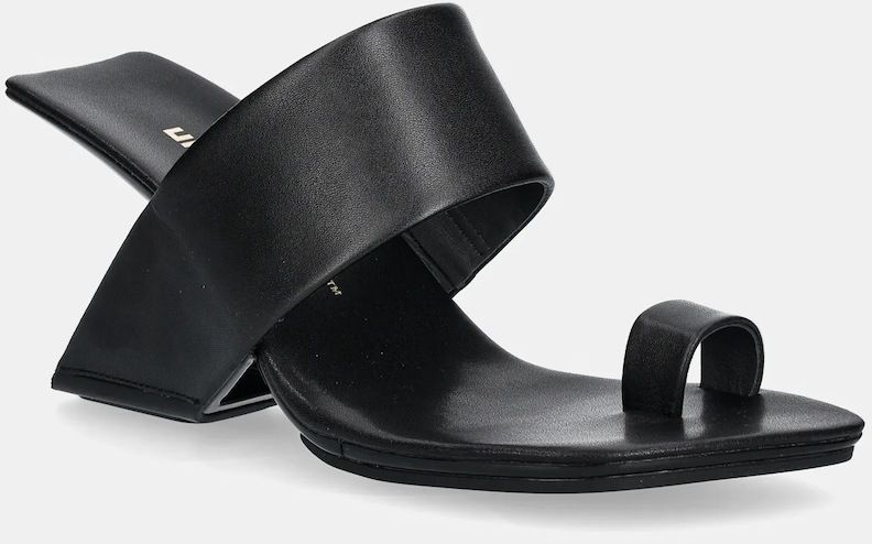 Kožené šľapky United Nude Loop Toe Hi dámske, čierna farba, na podpätku, 1072201162