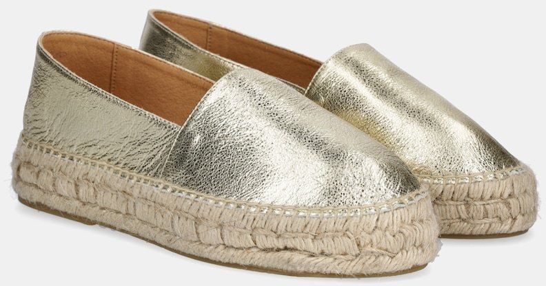 Kožené espadrilky Answear.LAB zlatá farba, na platforme