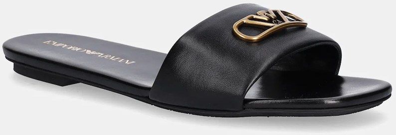 Kožené šľapky Emporio Armani dámske, čierna farba, X3P846 XF271 00002