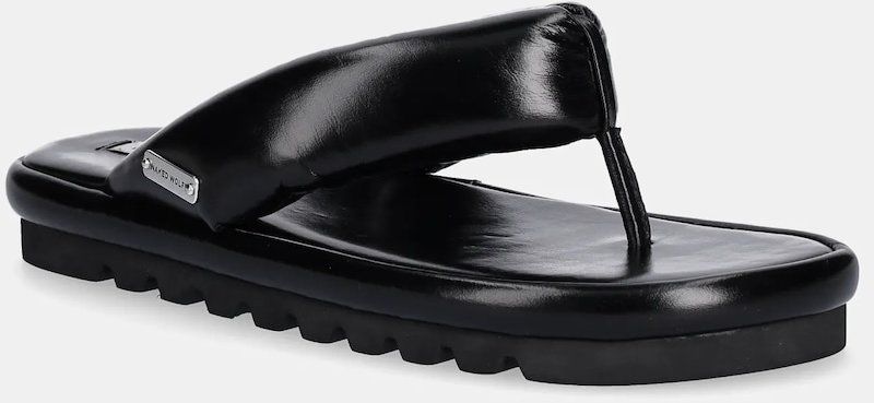 Kožené žabky Naked Wolfe Hilary dámske, čierna farba, na plochom podpätku, Hilary Black Leather
