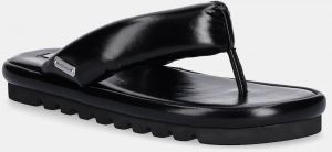 Kožené žabky Naked Wolfe Hilary dámske, čierna farba, na plochom podpätku, Hilary Black Leather