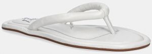 Kožené žabky Naked Wolfe Grenada dámske, biela farba, na plochom podpätku, Grenada White Leather