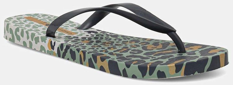 Šľapky Ipanema ANIMAL PRINT dámske, zelená farba, na plochom podpätku, 83617-AY355