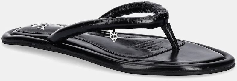 Kožené žabky Naked Wolfe Grenada dámske, čierna farba, na plochom podpätku, Grenada Black Leather